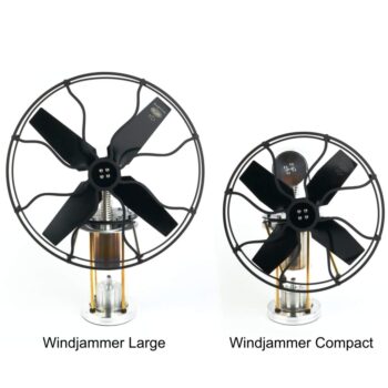 Windjammer Stirling engine fan - large vs compact